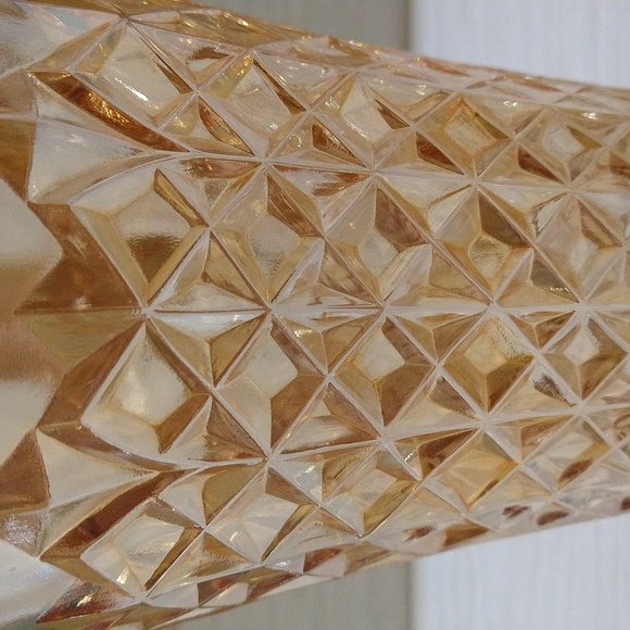 Vintage Carnival Glass Vase With Diamond Pattern In Marigold Color With Pinwheel - Picture 3 of 5